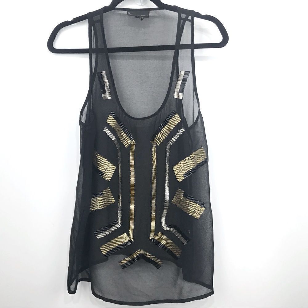 I Jeans By Buffalo Beaded Semi Sheer Tank